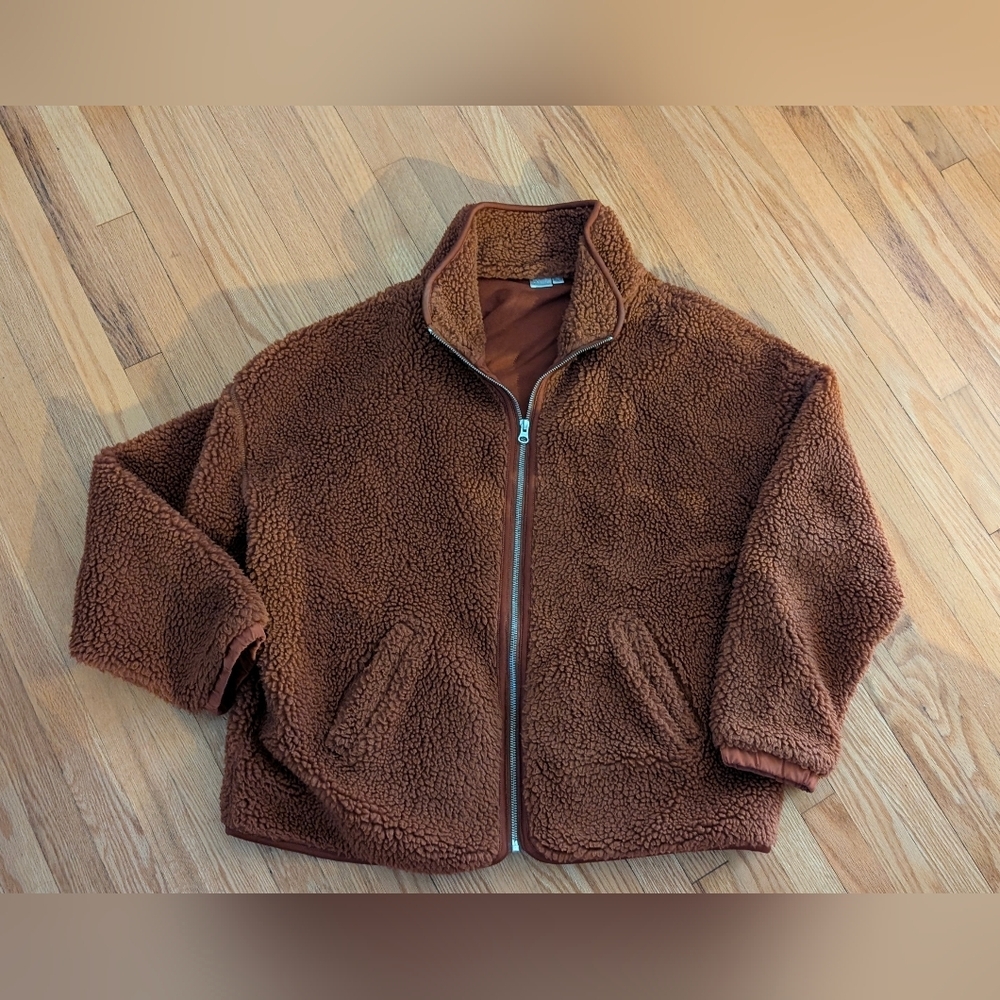 Twik Brown Lightweight Sweater Jacket Cozy Fleece